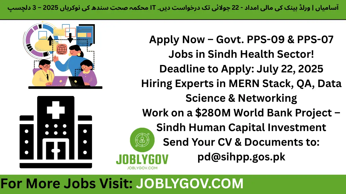 Official ad for Health Department Karachi Jobs 2025 – World Bank Funded IT Posts under SIHPP