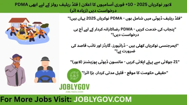 Official PDMA Lahore Jobs 2025 Ad for Volunteer Recruitment (Drivers, Security Guards, Naib Qasid)