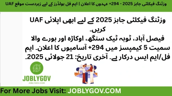 UAF Visiting Faculty Jobs 2025 – Official Advertisement with Campus-Wise Vacancies and Eligibility Details