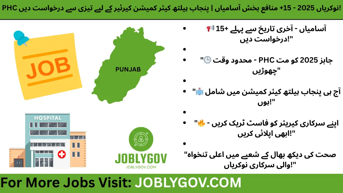 Apply online for Punjab Healthcare Commission Jobs 2025 – Over 15 vacancies announced by PHC across Punjab.