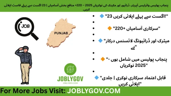 Punjab Police Wireless Operator, Driver and Mechanic Jobs 2025 - Apply Now