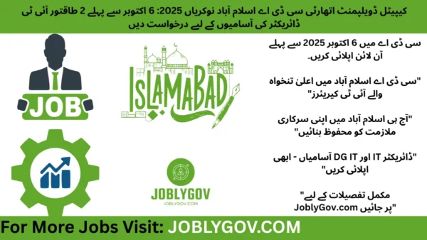 Capital Development Authority CDA Islamabad Jobs 2025 – Apply Online for Director IT Posts