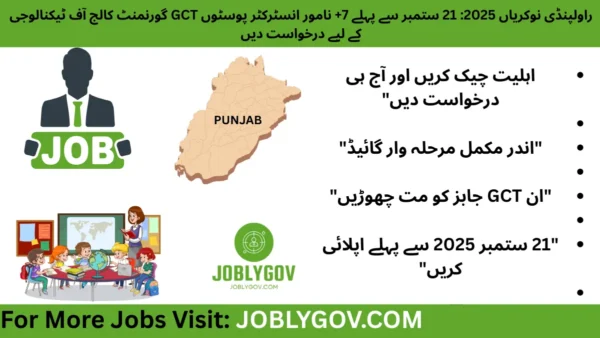 GCT Rawalpindi Jobs 2025 – Instructors, Junior Instructors, Lecturer & Sweeper Vacancies