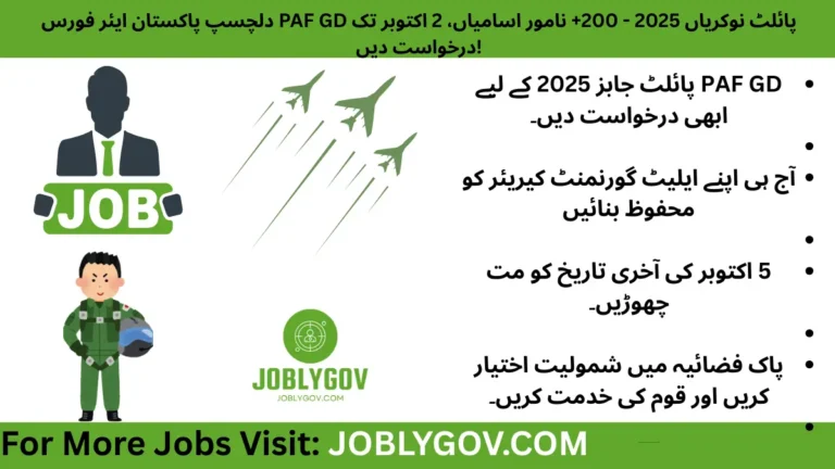 PAF GD Pilot Jobs 2025 – Apply Online for 200+ Government Vacancies in Pakistan Air Force