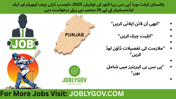 Pakistan Cricket Board PCB Lahore Jobs 2025 – Apply for Deputy Chief Curator & Turf Administrator roles at Gaddafi Stadium, Punjab.